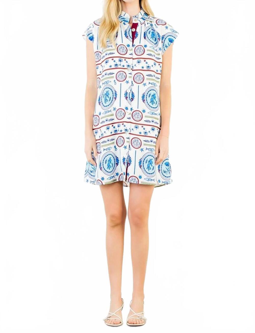 NEW THML sleeveless sea animal dress in white